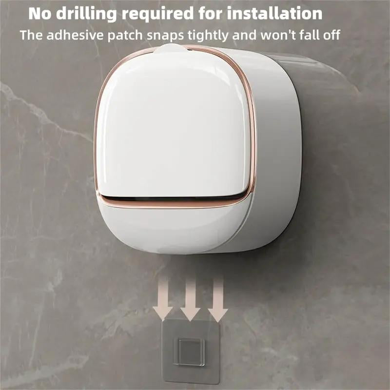 Waterproof Antibacterial Wall-Mounted Soap Dish with Drain & Flip Cover – White”