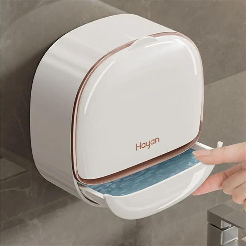 Waterproof Antibacterial Wall-Mounted Soap Dish with Drain & Flip Cover – White”