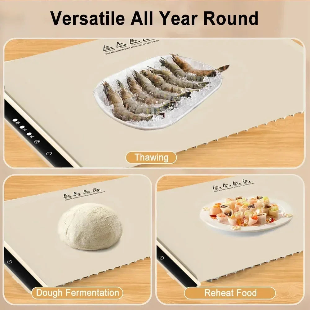 “Foldable Electric Warming Tray & Coffee Pad”