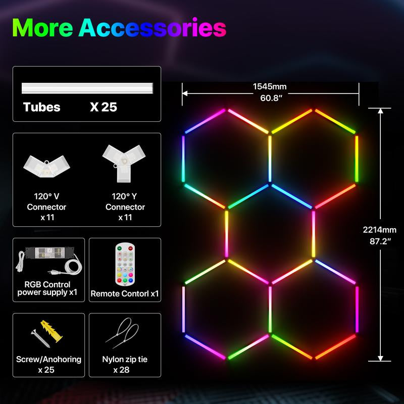 **“Hyperlite RGB Hexagon Smart Honeycomb Light – App & Remote, DIY RGB Music-Sync Panels”**