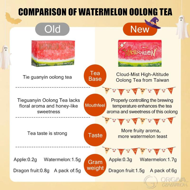 “BOGO Halloween Limited Edition 2.0 Watermelon Oolong Tea – 2 Cartons (120 g total) with real Watermelon • Dragon Fruit • Apple • Strawberry”**