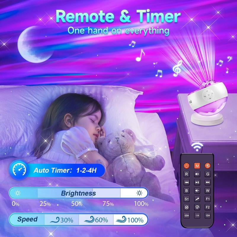 ONE FIRE Galaxy Projector – 16-Color Aurora + Star/Moon + Bluetooth Speaker