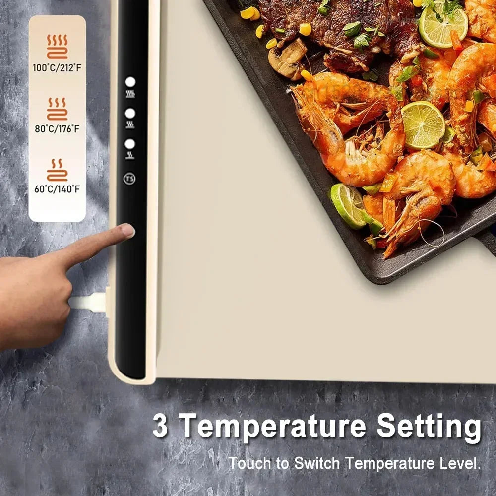 “Foldable Electric Warming Tray & Coffee Pad”