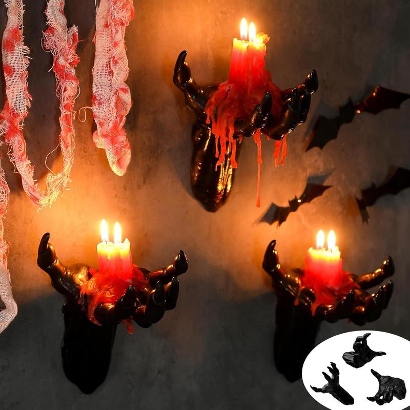Creepy Reaching Hands Set 3 – LED Candles Wall Horror Decor