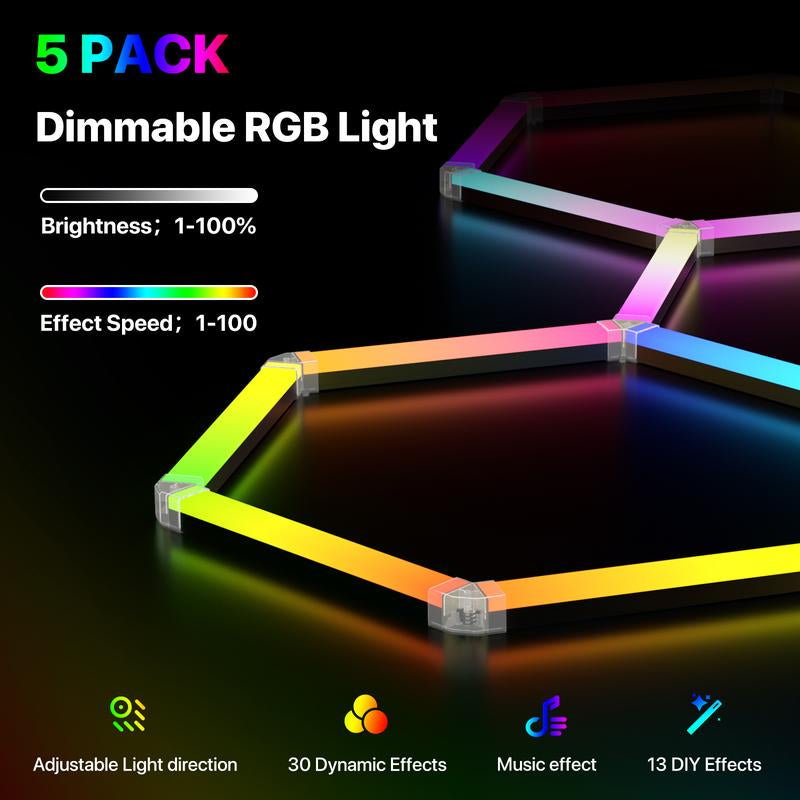 **“Hyperlite RGB Hexagon Smart Honeycomb Light – App & Remote, DIY RGB Music-Sync Panels”**