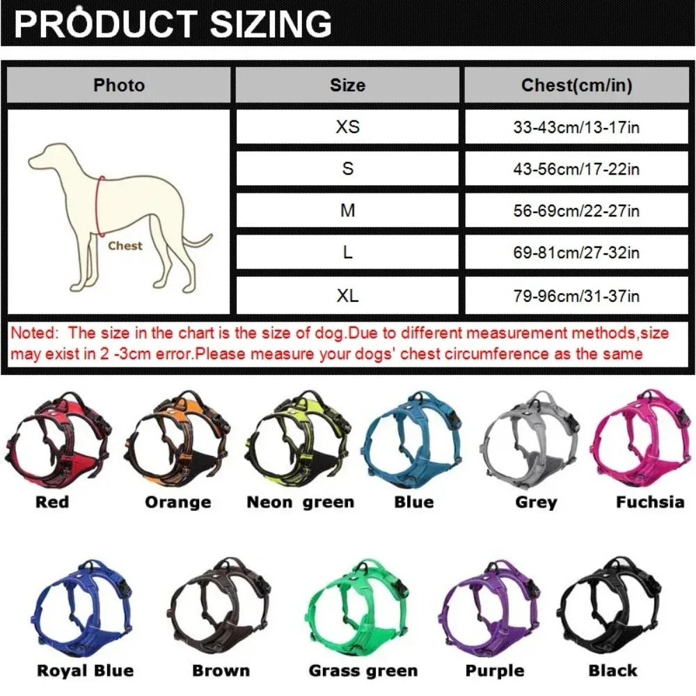 Reflective Adjustable Pet Harness Vest with Breathable Chest Strap for Small, Medium, and Large Dogs and Cats