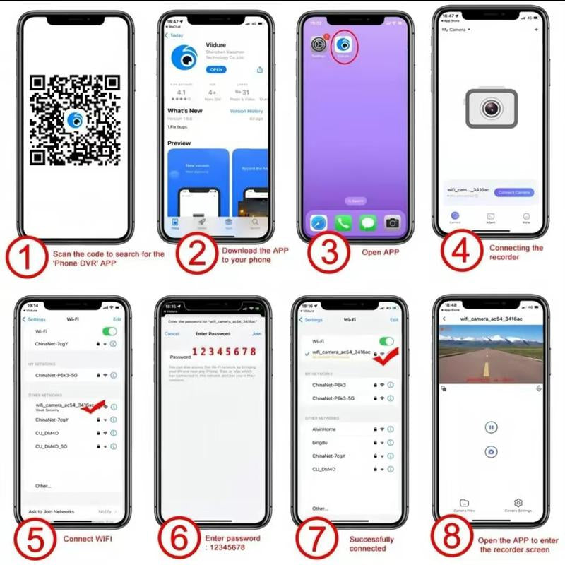 4-Channel 360° Dash Cam with WiFi & Night Vision