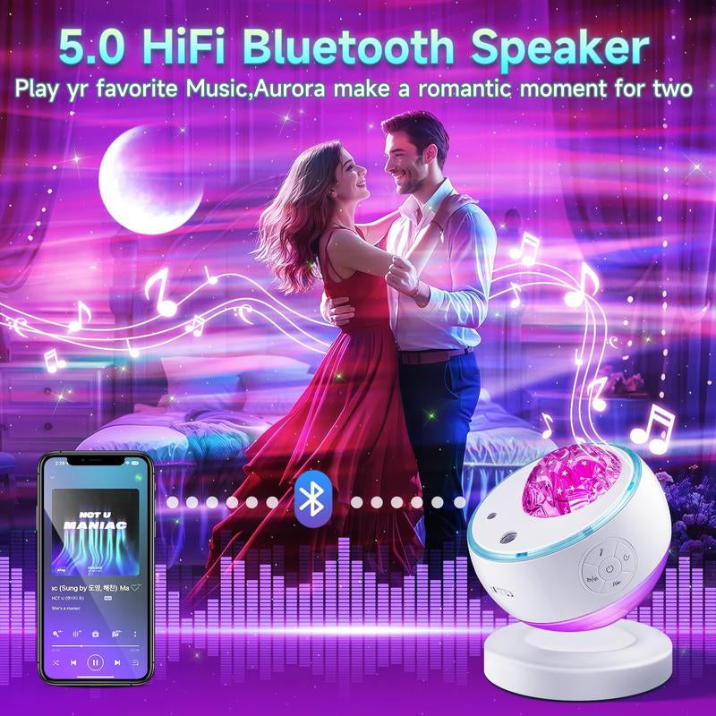 ONE FIRE Galaxy Projector – 16-Color Aurora + Star/Moon + Bluetooth Speaker