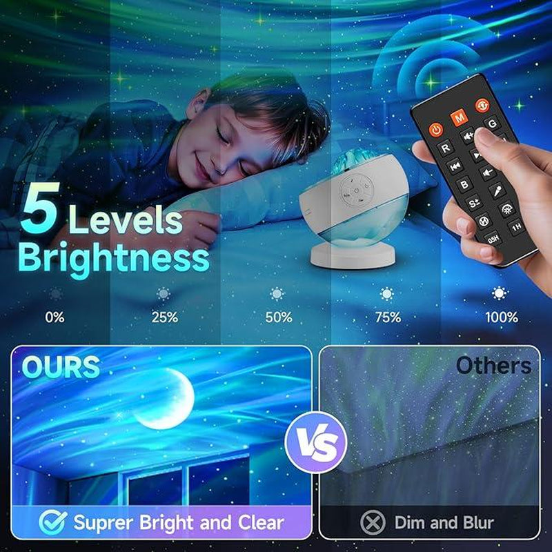ONE FIRE Galaxy Projector – 16-Color Aurora + Star/Moon + Bluetooth Speaker