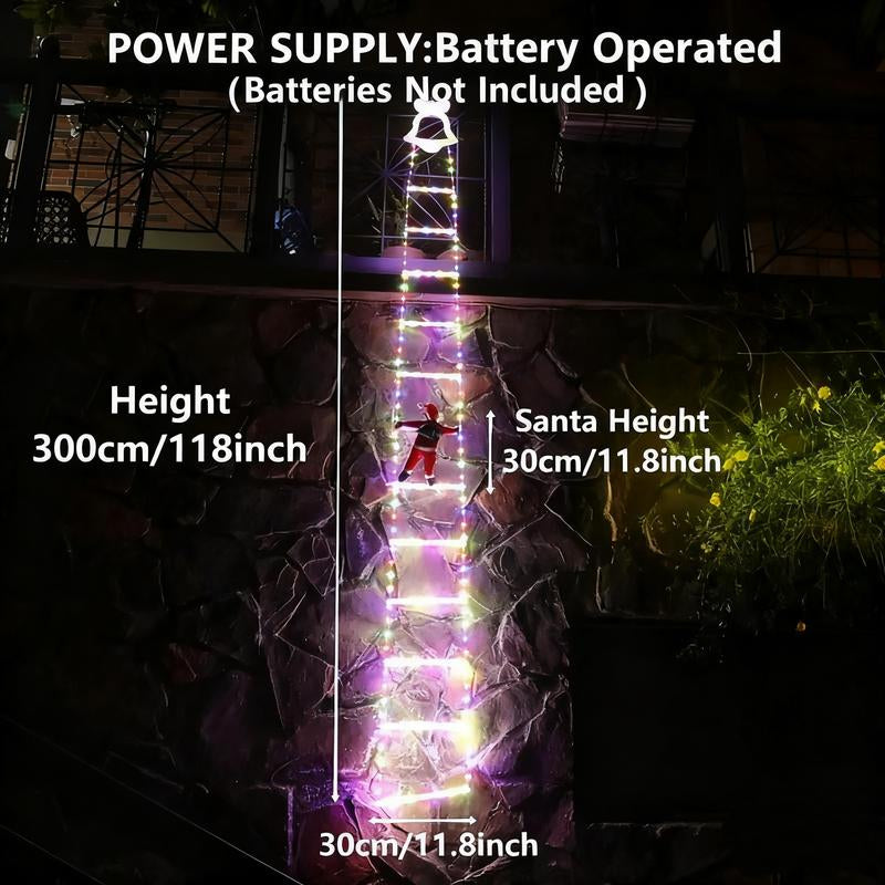 **“LED 10 ft Christmas Ladder Lights – Multicolor Santa Climbing Rope for Indoor/Outdoor Decor”**