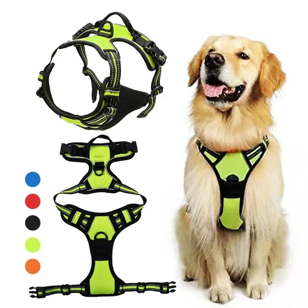 Reflective Adjustable Pet Harness Vest with Breathable Chest Strap for Small, Medium, and Large Dogs and Cats