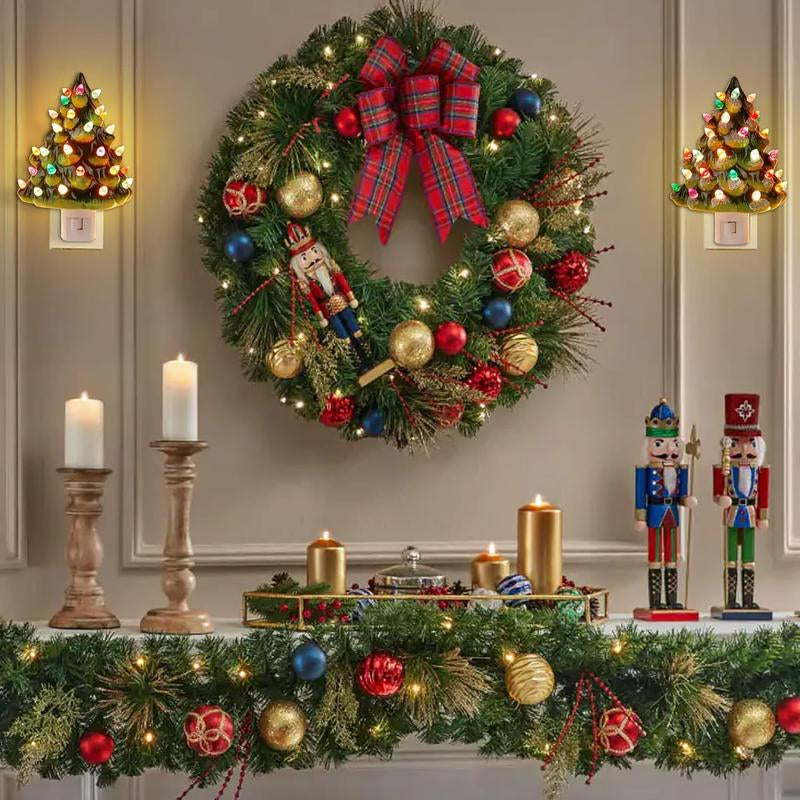 Ceramic Christmas Tree Night Light – Multicolor Bulbs & 360° Swivel Plug