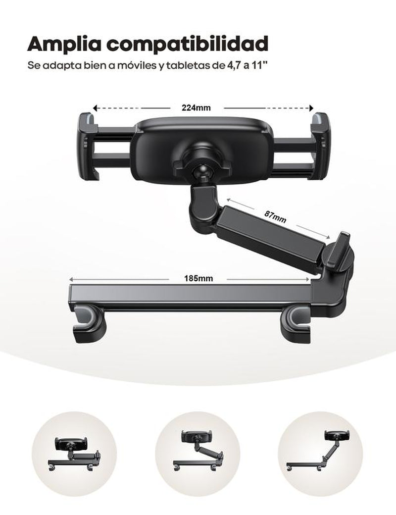 Lamicall 3-in-1 Adjustable Car Headrest Tablet Holder