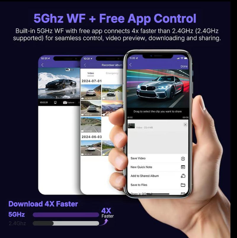 4-Channel 360° Dash Cam with WiFi & Night Vision