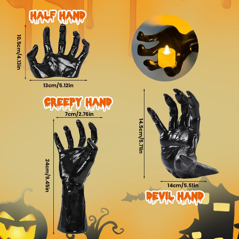 Creepy Reaching Hands Set 3 – LED Candles Wall Horror Decor