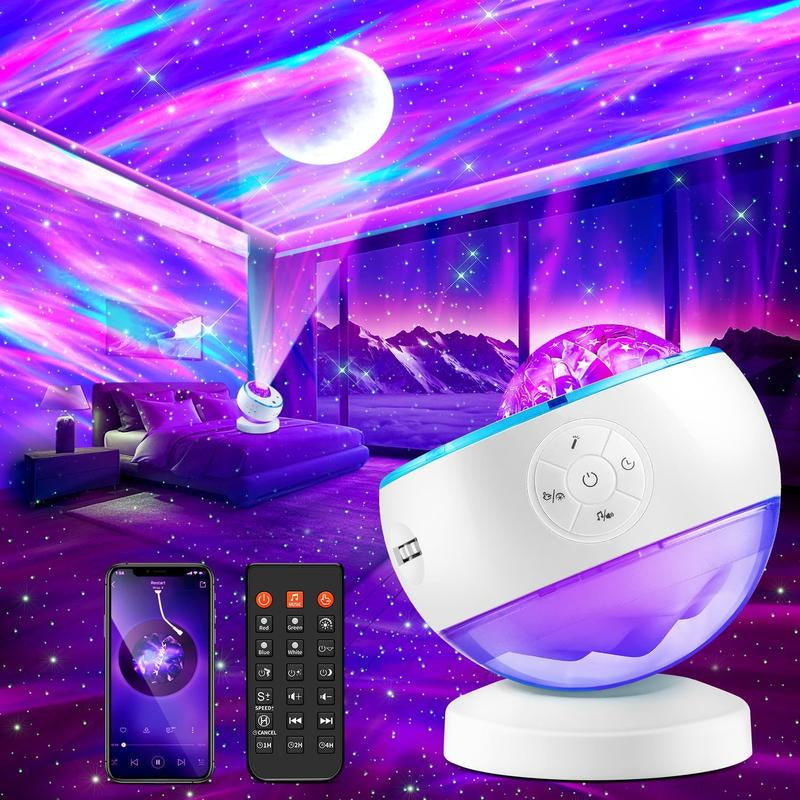 ONE FIRE Galaxy Projector – 16-Color Aurora + Star/Moon + Bluetooth Speaker