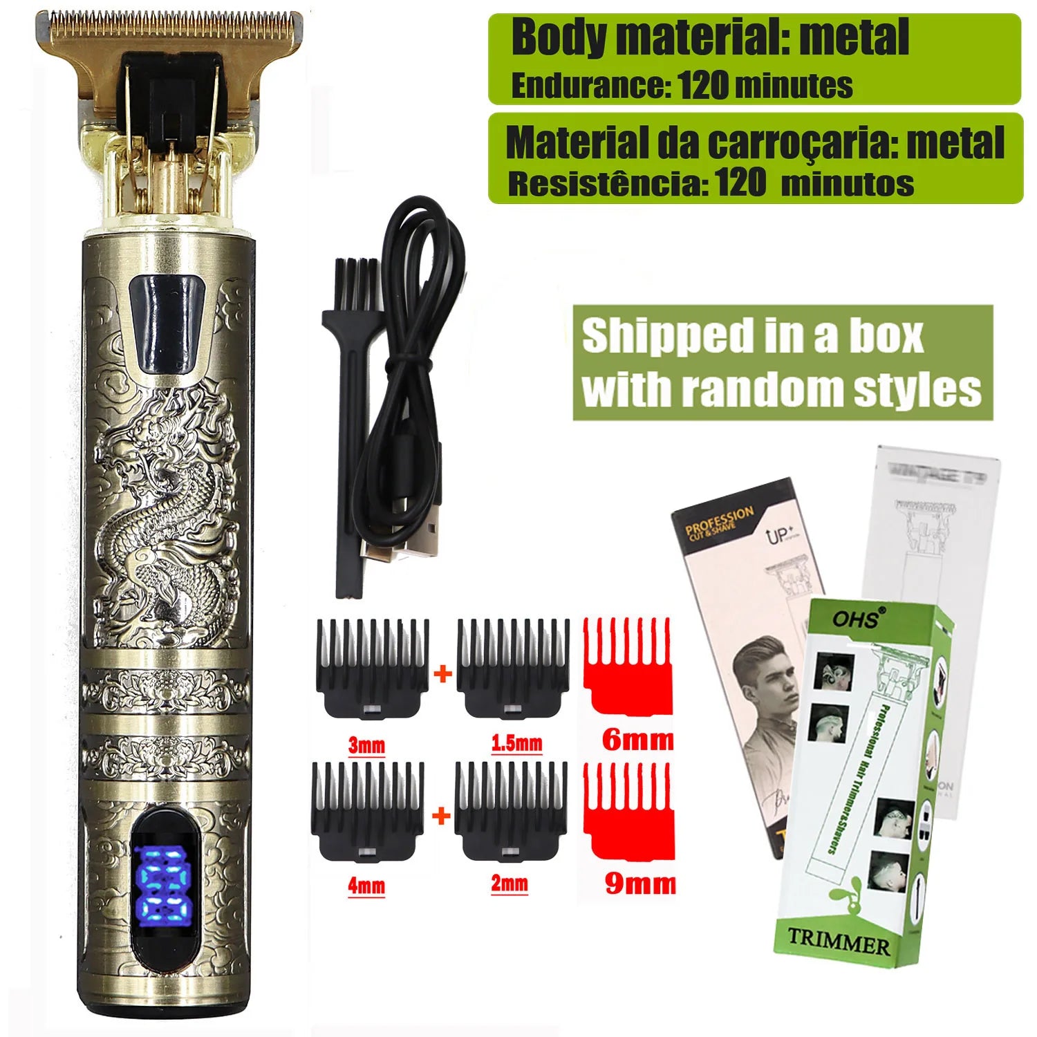 T9 Electric Hair & Beard Trimmer – 0mm Precision Barber Clipper for Men”