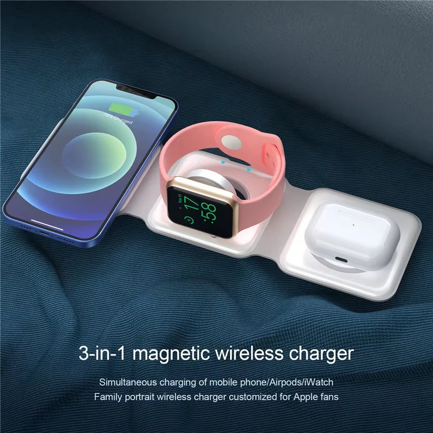 3-in-1 Fast Charger for iPhone, Watch & AirPods
