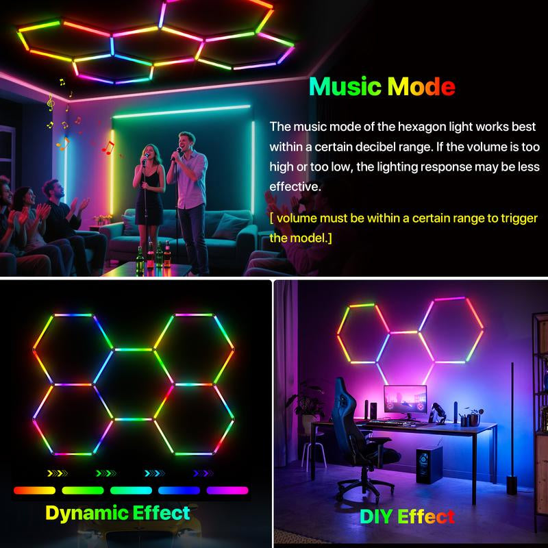 **“Hyperlite RGB Hexagon Smart Honeycomb Light – App & Remote, DIY RGB Music-Sync Panels”**